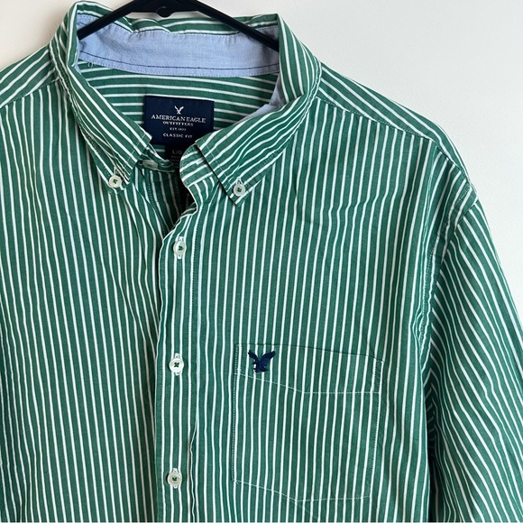 Bundle American Eagle Men’s Button Down Shirt Plaid Striped Cotton Large Long - Picture 4 of 15